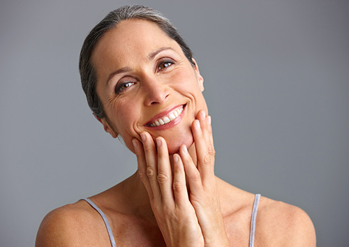 A woman in menopause with beautiful skin