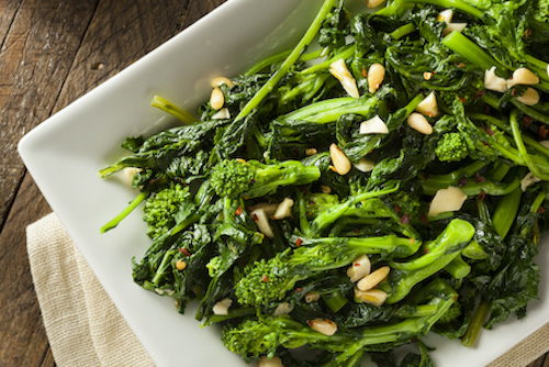 Foods to strengthen bones include broccoli and broccoli rabe. 